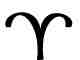 Symbol for Aries - representing the eyebrows and nose bridge